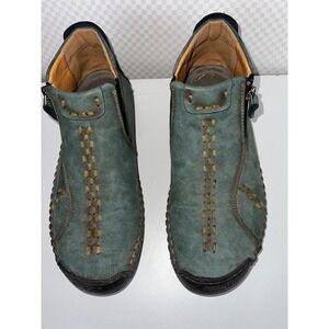Fashion Sport Mens Blue Green Suede Leather Ankle Boots Whipstitch S42 818-